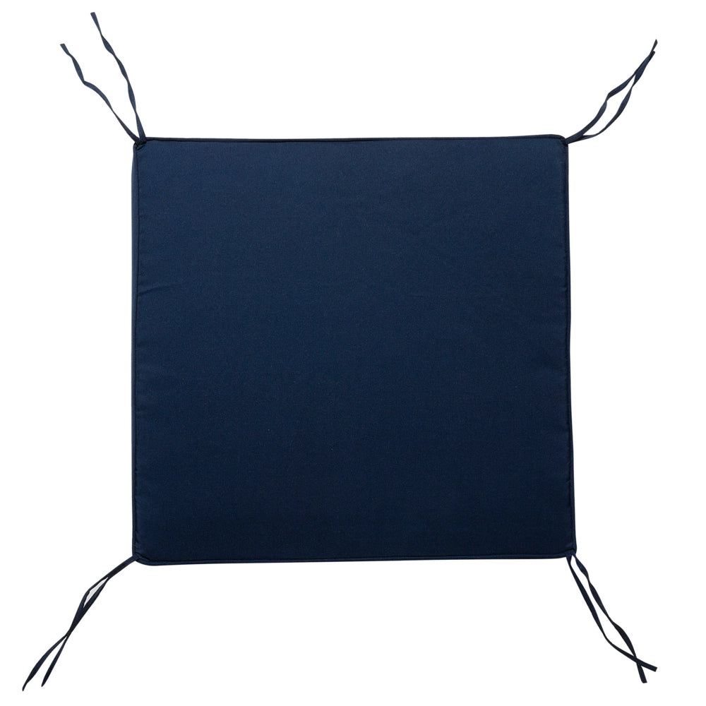 Sedia da Giardino in Legno di Acacia Bianco con Cuscino di Seduta Blu costiero