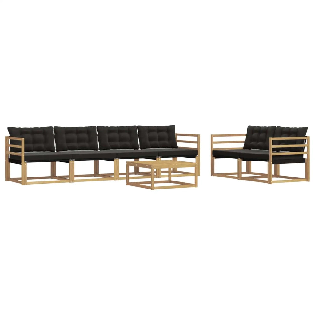 Set di divani da esterno 7 pz Bianco e Nero 3388434