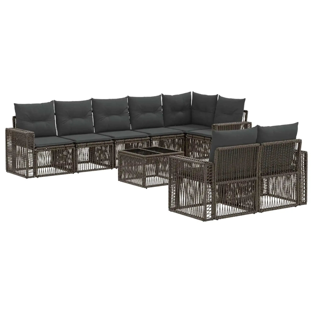 Set Divano da Giardino 9 pcs Grigio e Grigio Scuro polyrattan