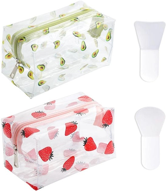 Borse per il trucco con stampa di frutta - 2 pezzi - Borse per il bagno impermeabili - Custodia portatile - 18 x 10 x 10 cm - Adatto per ragazze - Borsa per cosmetici