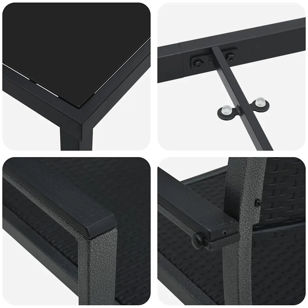 Set da Pranzo per Giardino 7 pcs Nero 3379154