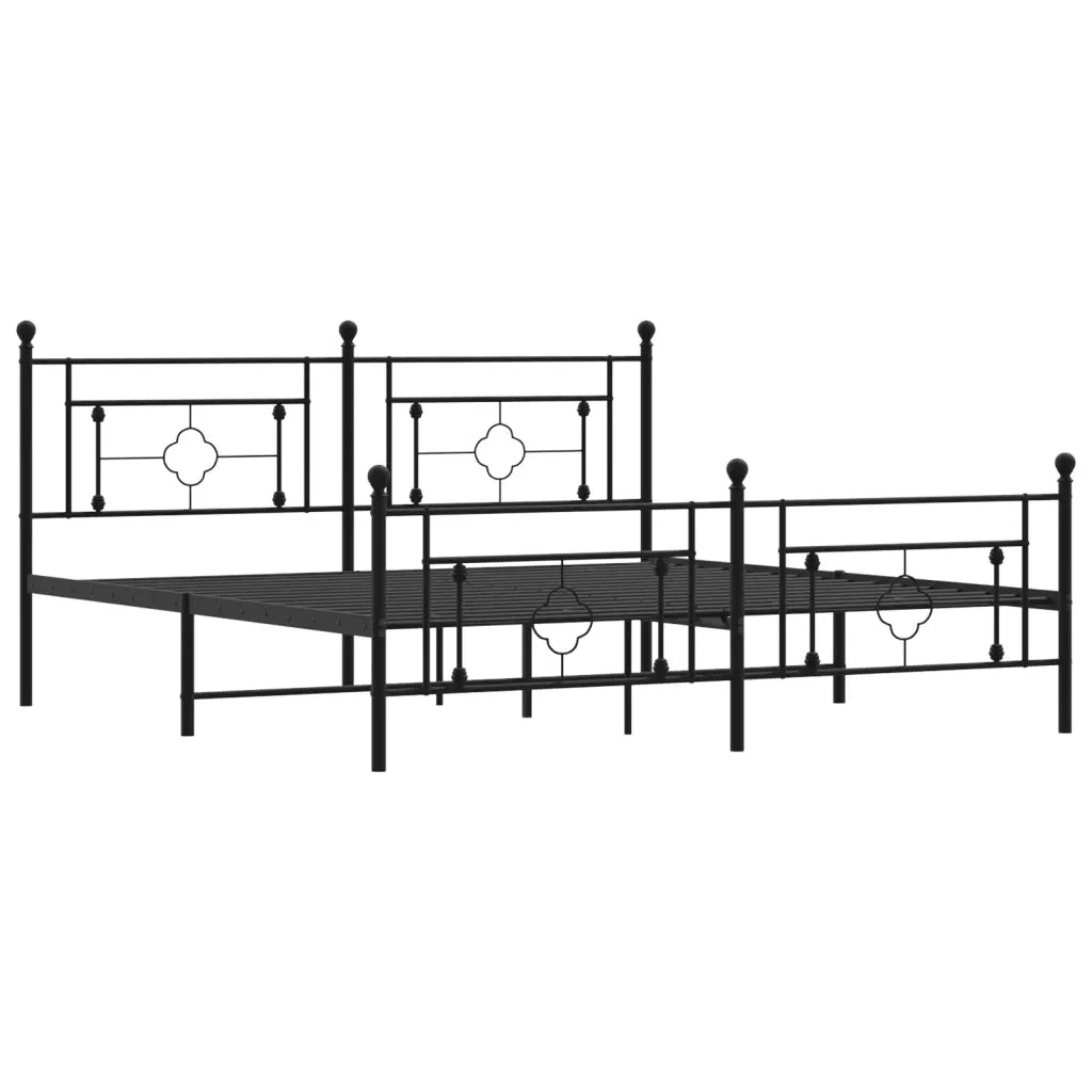 Giroletto con Testiera e Pediera Metallo Nero 183x213 cm 374362