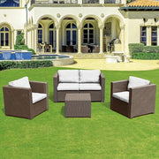 Le Stelle Set Salotto da Giardino in Polyrattan con Divano, Poltrone Tavolino e Cuscini Colore Moka