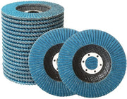 Schiaccia e sminuzza - Disco abrasivo 125 mm - Disco a lamelle 20 pezzi - Zirconio corund - Dimensione della trama 60 - Per metallo/ferro legno - Blu - Disco a lamelle