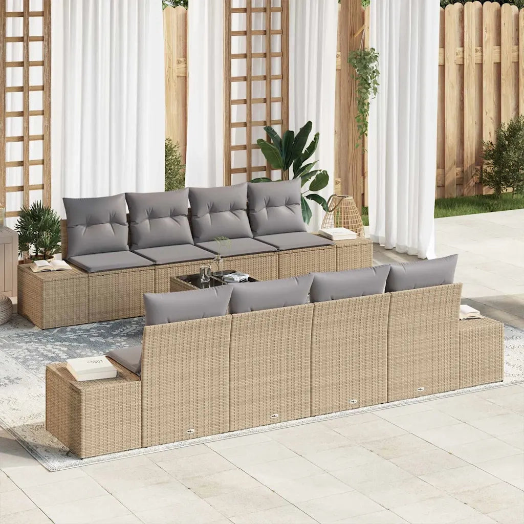 Set Divano da Giardino 7 pcs Beige e Grigio Chiaro polyrattan 3346990