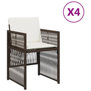 Sedie da Giardino con Cuscini 4 pz | Sedie da Esterno Marroni in Polyrattan