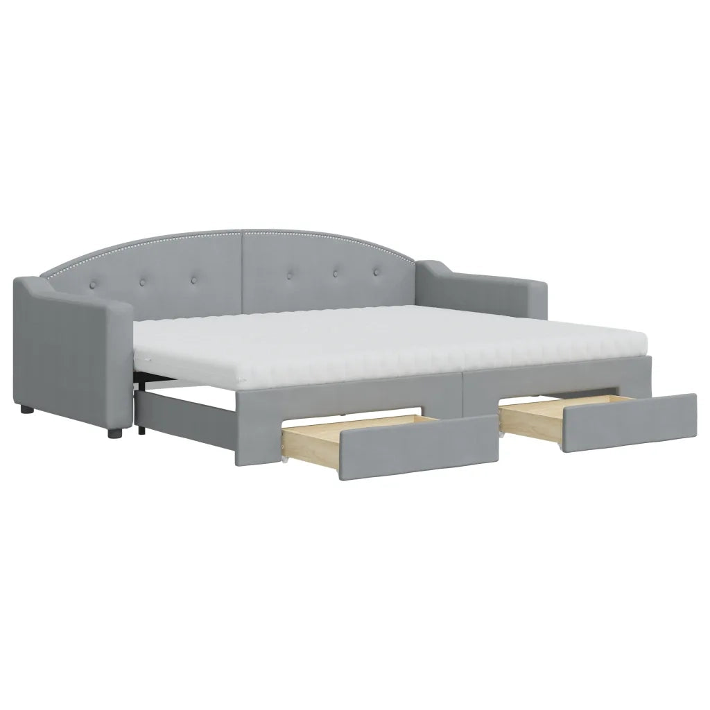 Divano Letto Estraibile Cassetti Grigio Chiaro 80x200cm Tessuto 3197579