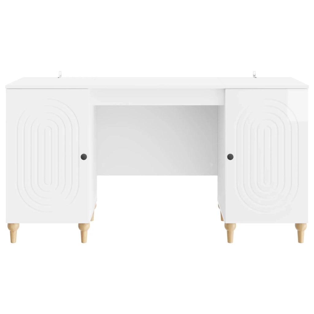 Scrivania Bianco Lucido 142,5 x 50 x 75 cm Legno ingegnerizzato