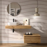 Composizione bagno con mensolone 120 cm e cassettiera sospesa 80 cm in rovere africa - Sumo