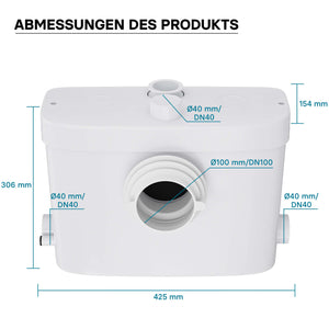 Stazione di sollevamento acque nere 3/1 450W con trituratore WC e attacco frontale