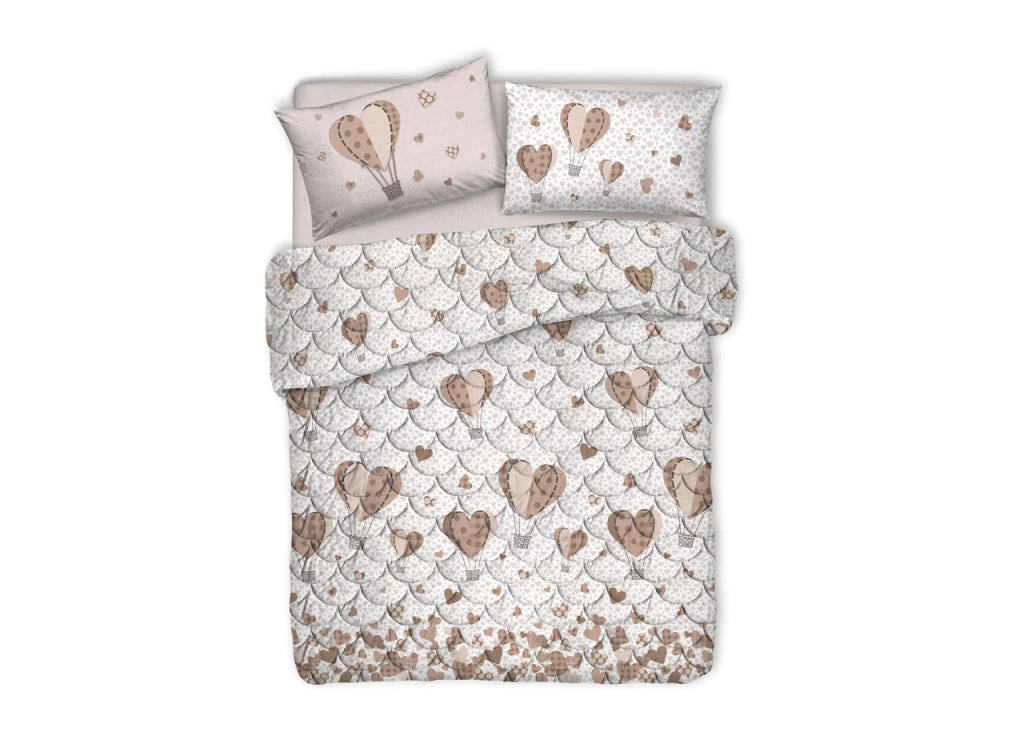 Trapuntino Estivo Disegno Mongolfiera Colore Beige - Singolo - Beige