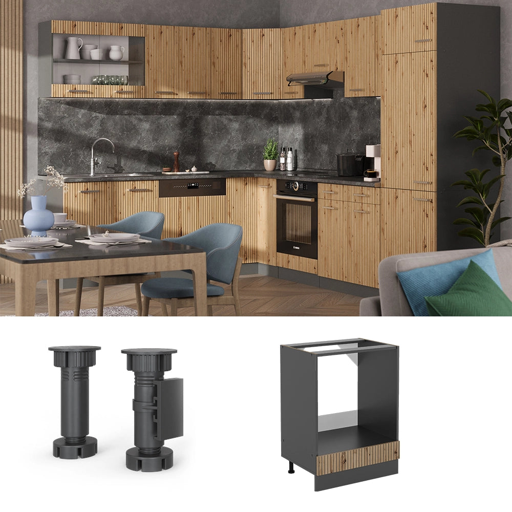 Vicco Mobile per forno da incasso Rovere artigianale 60 cm , PL Marmo
