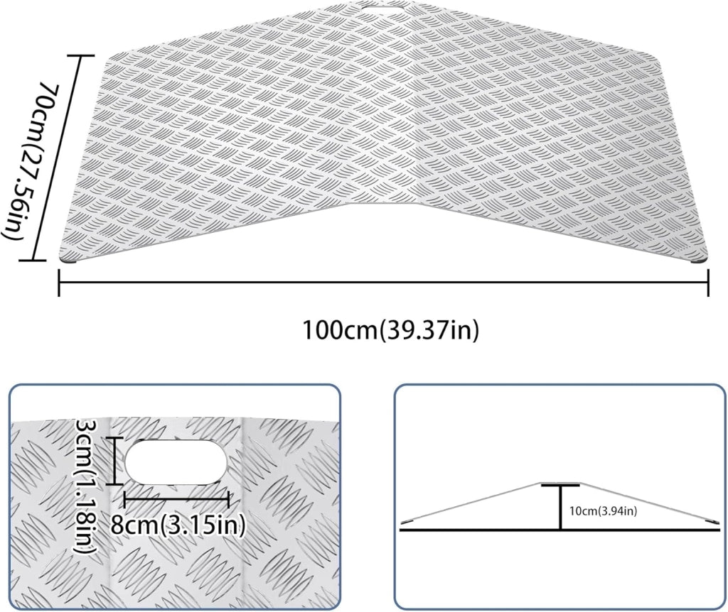 Rampa per sedia a rotelle, in alluminio, rampa per soglia a rotelle, capacità di carico 270 kg, rampa per soglia per porta, rampa per porta, altezza 10 cm, larghezza 100 cm
