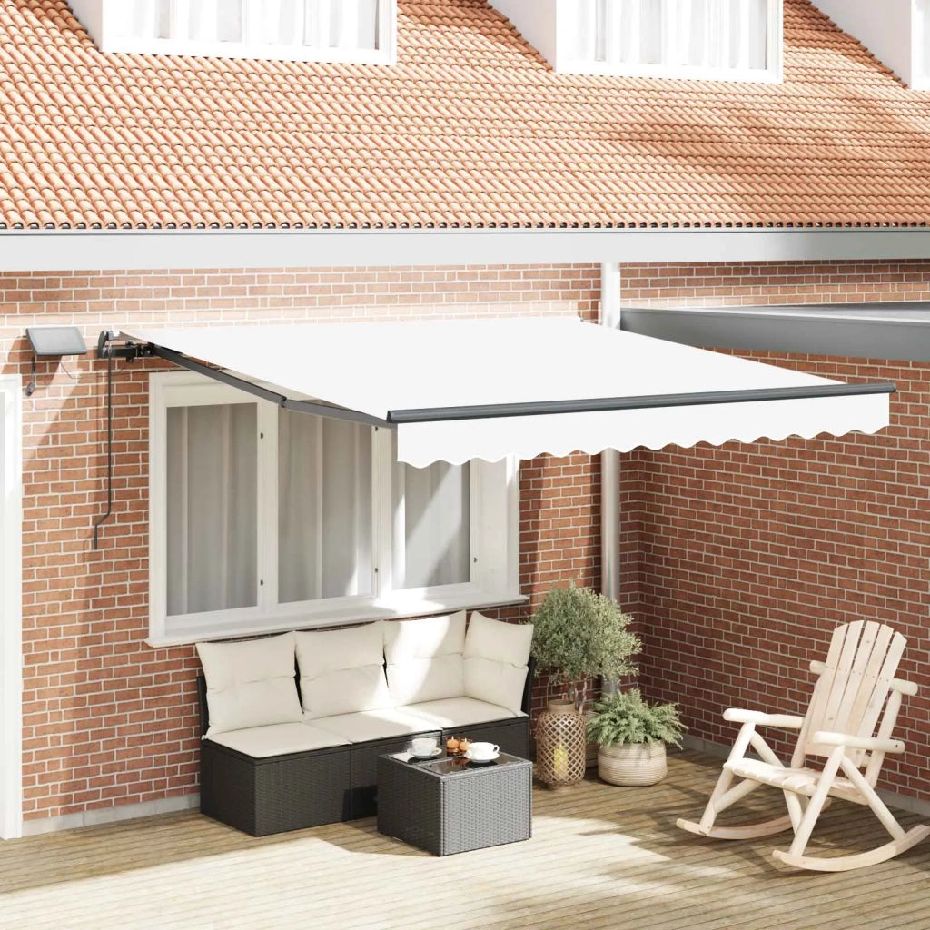 Tenda retrattile-Tenda parasole per balcone Bianco 300 x 250 cm Tessuto