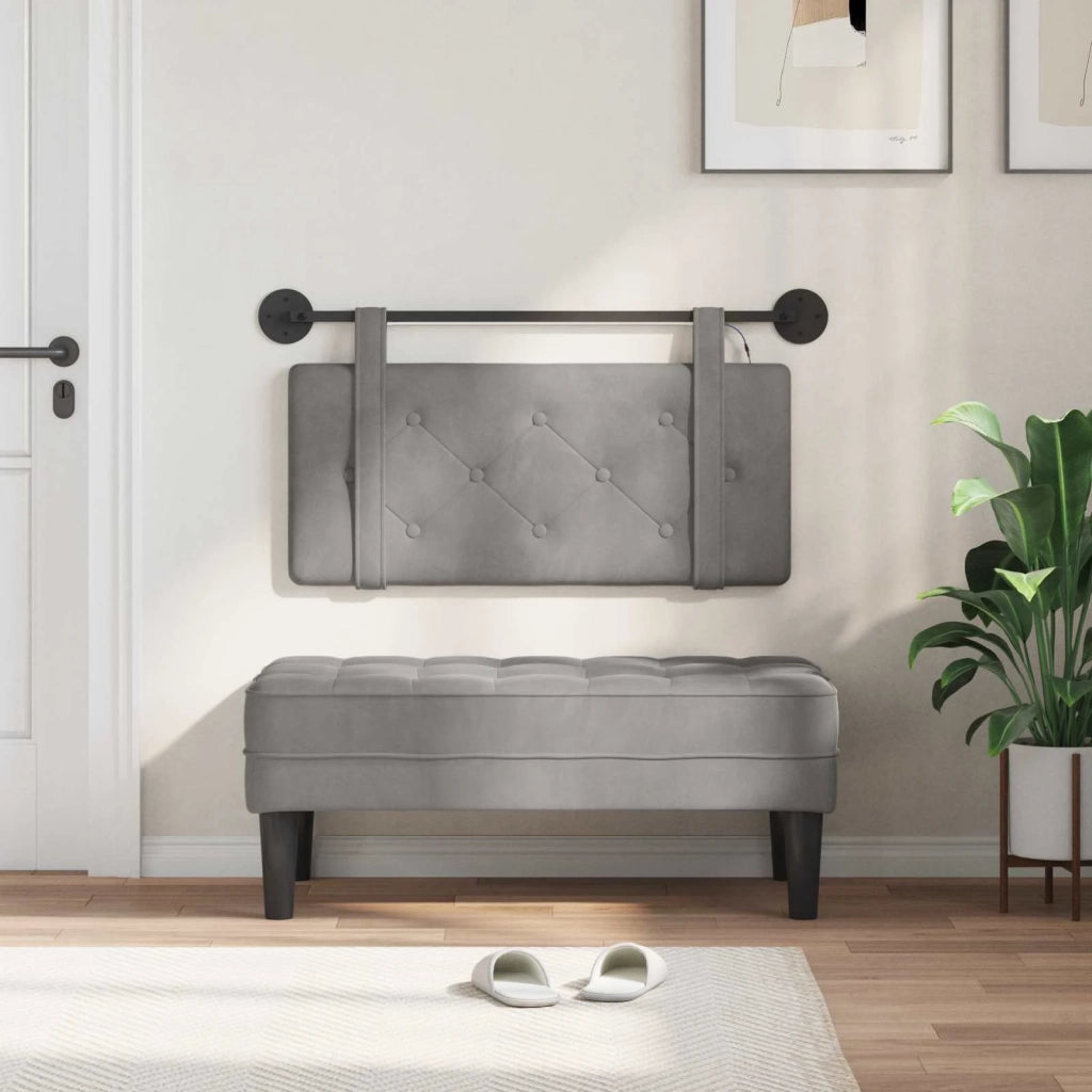 Testiera sospesa Con luce LED Grigio Chiaro Velluto 3424056