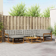 Set di divani da esterno 7 pcs Grigio Naturale e Chiaro