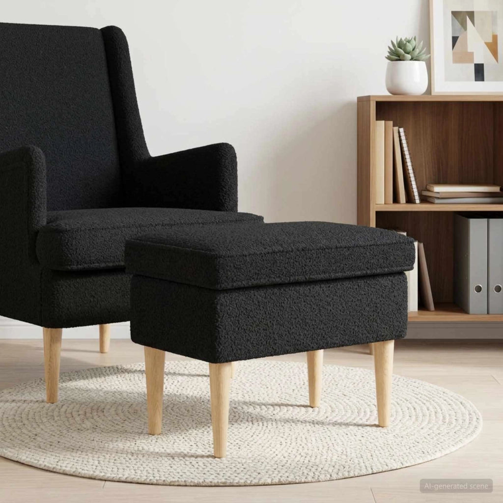 Poggiapiedi Nero 55 x 35 x 41 cm Bouclé 42029987