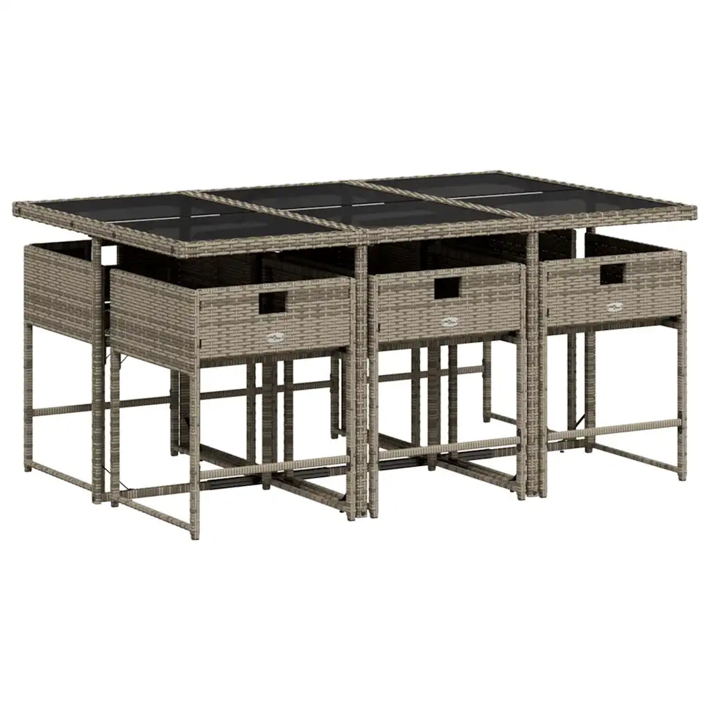 Set da Pranzo da Giardino 7 pz con Cuscini in Polyrattan Grigio 3211268