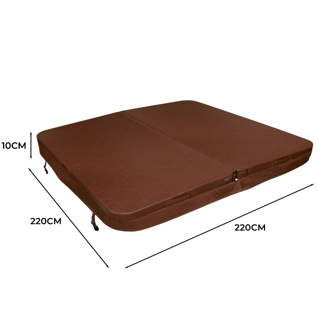 Copertura per vasca idromassaggio Coperchio Spa 2.2 x 2.2m quadrato Marrone Hard Top Resistente alle intemperie PVC in Pelle