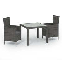 Set da Pranzo per Esterni 3 pz con Cuscini in Polyrattan Grigio 3094873