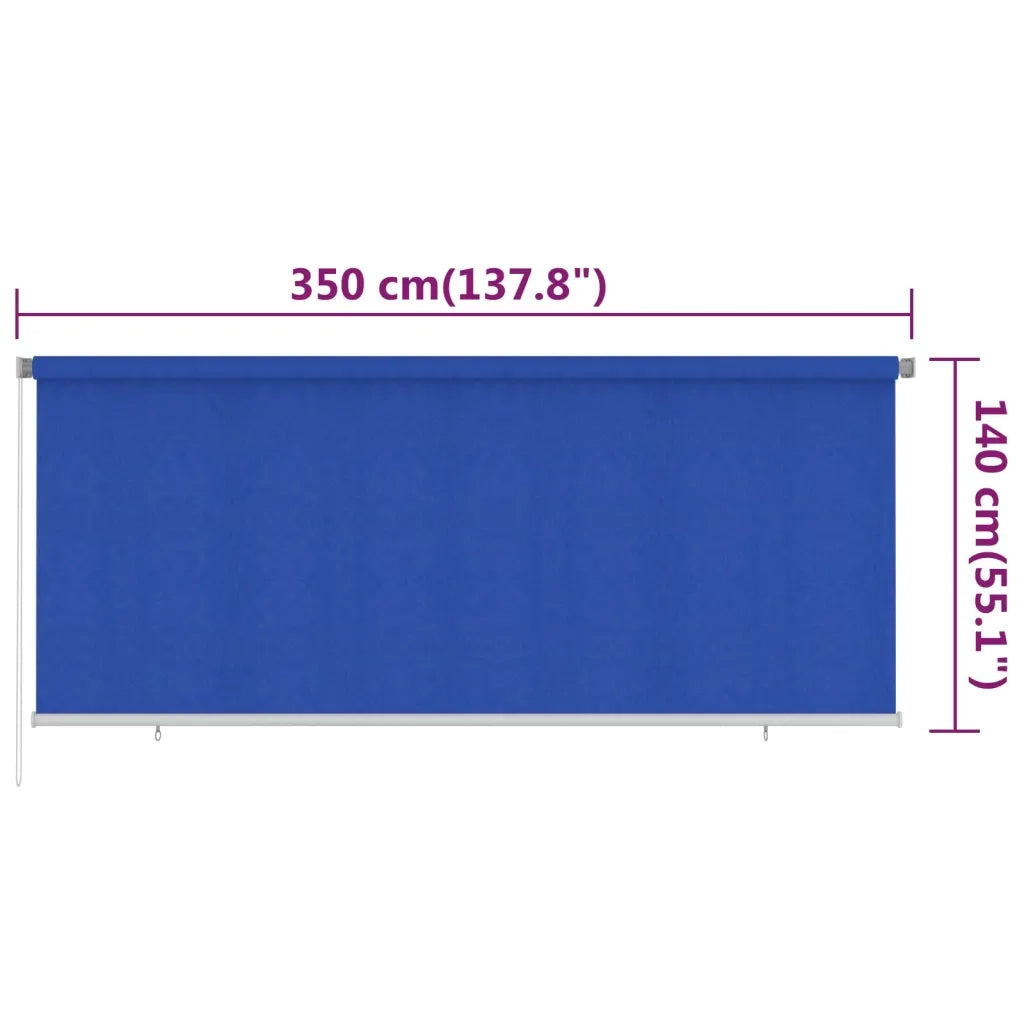 Tenda a Rullo per Esterni 350x140 cm Blu HDPE 312846