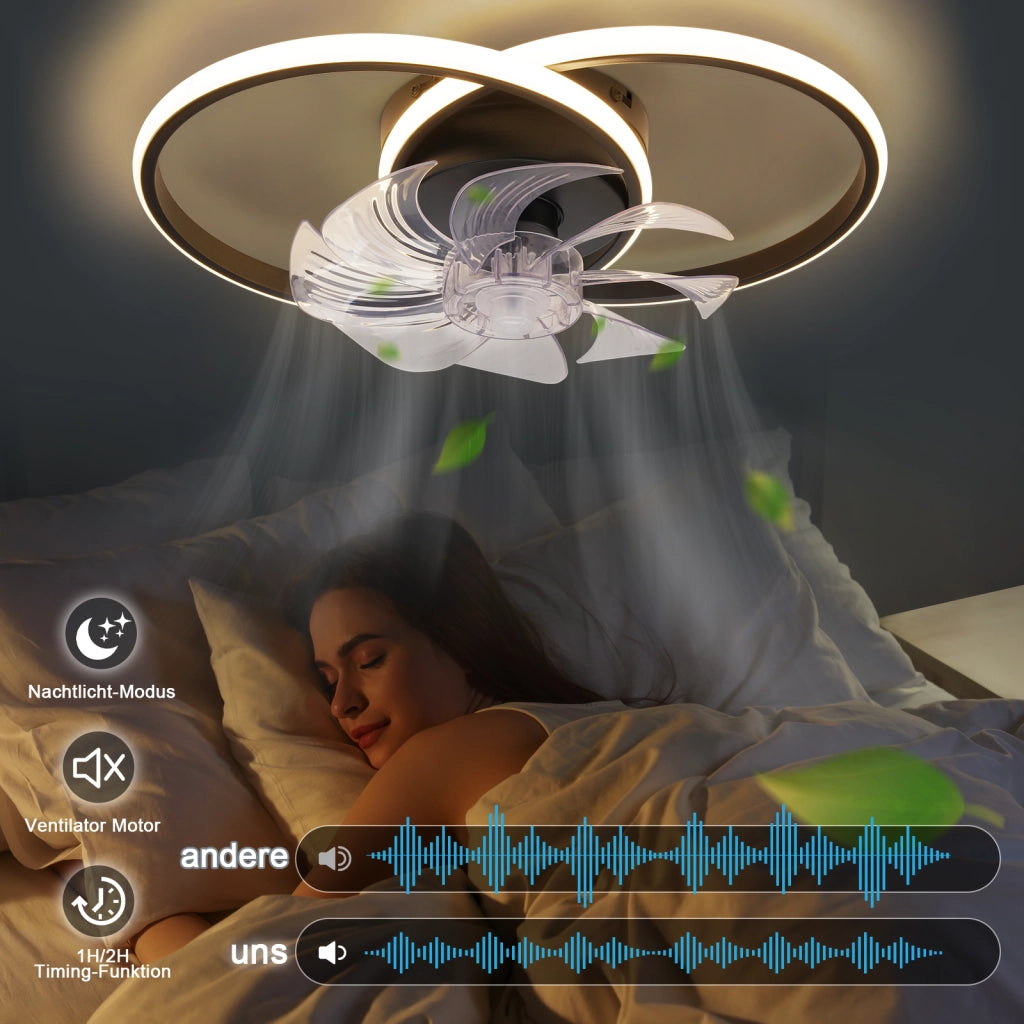 ZMH Ventilatore da soffitto con luce silenzioso e moderno 36W, 6 velocità per camera da letto