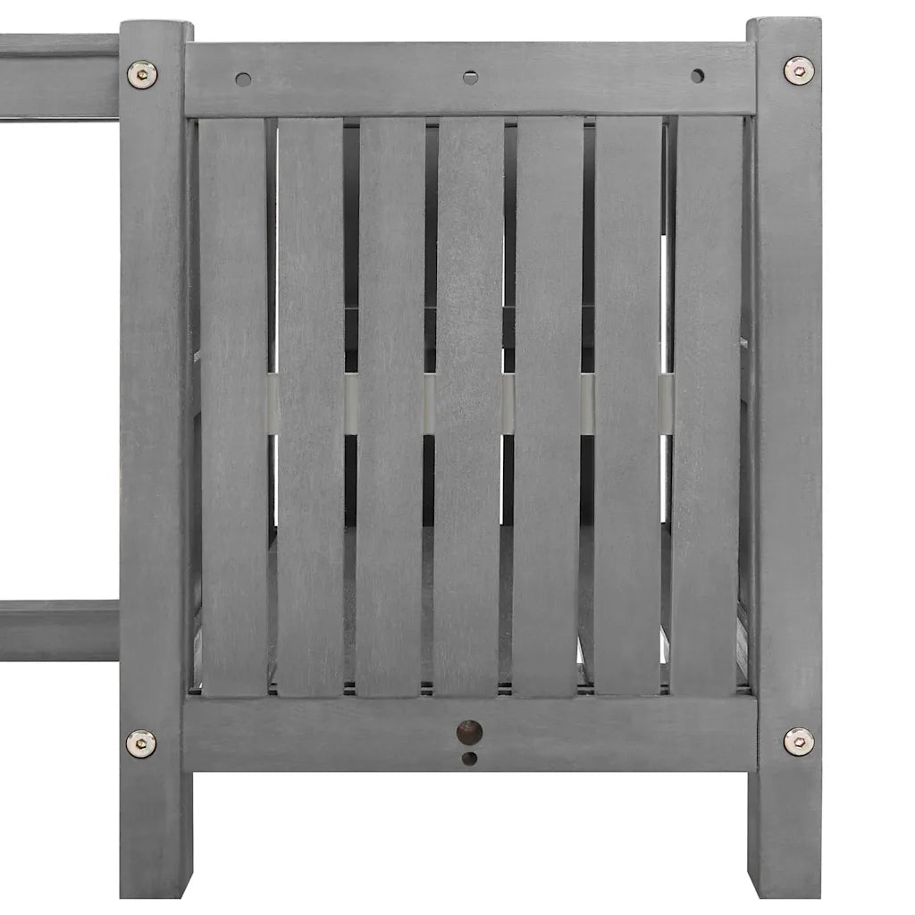 Panchina da Giardino | Panca da Giardino con 2 Fioriere 150cm Legno di Acacia Grigio
