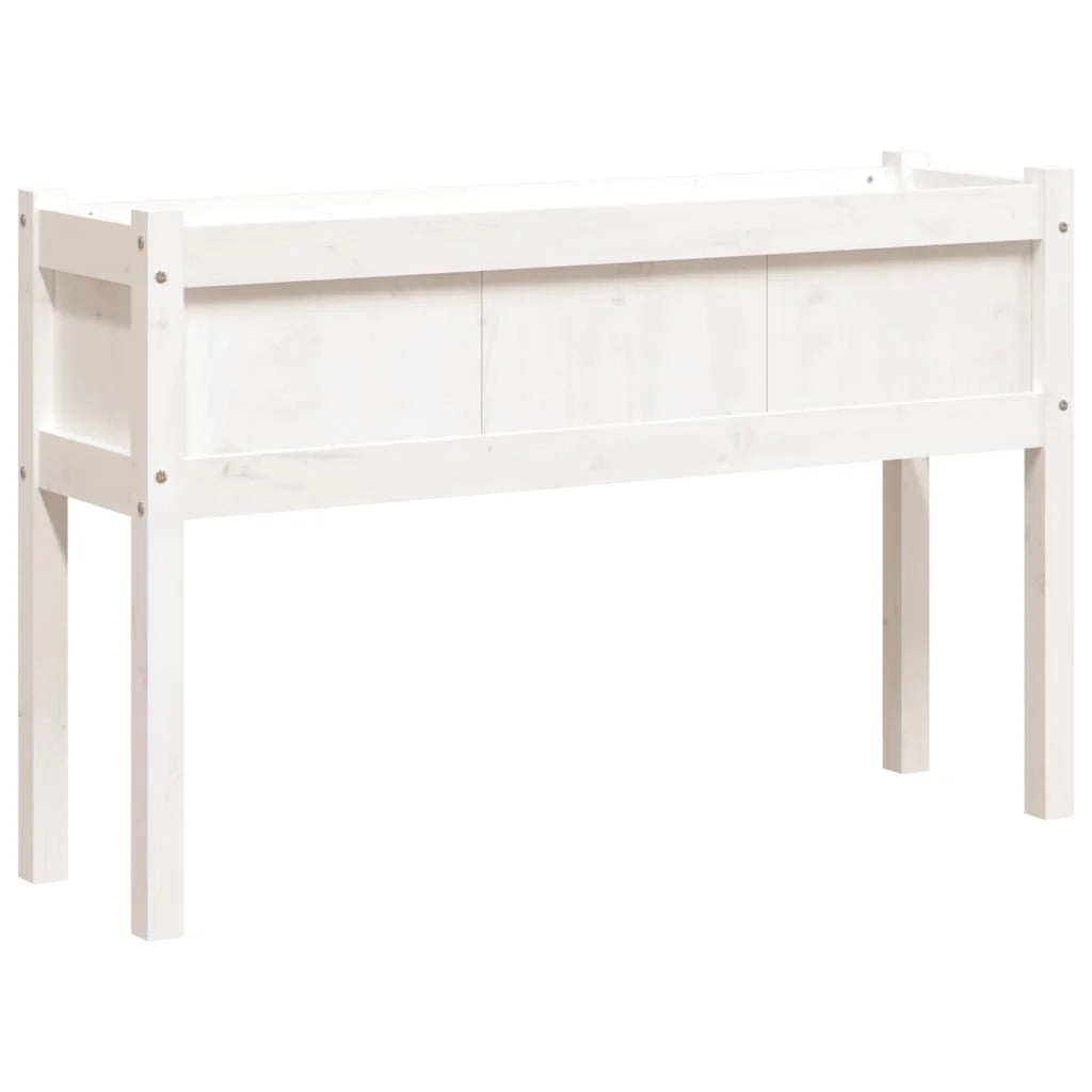 Fioriera rialzata per piante fiori giardino terrazze con gambe 110 x 31 x 70 cm legno di pino massiccio bianco 02_0038870