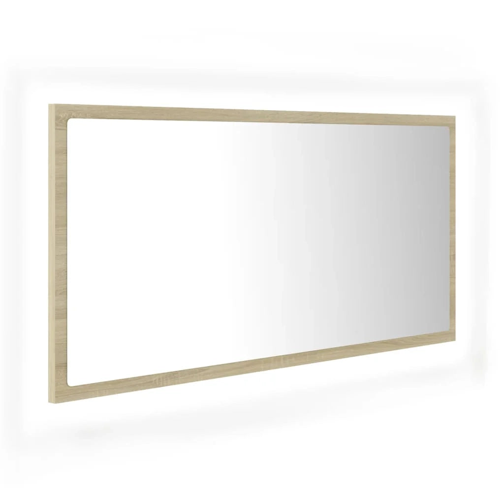 Specchio da bagno a LED 90 x 8,5 x 37 cm acrilico rovere 02_0006964