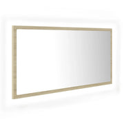 Specchio da bagno a LED 90 x 8,5 x 37 cm acrilico rovere 02_0006964