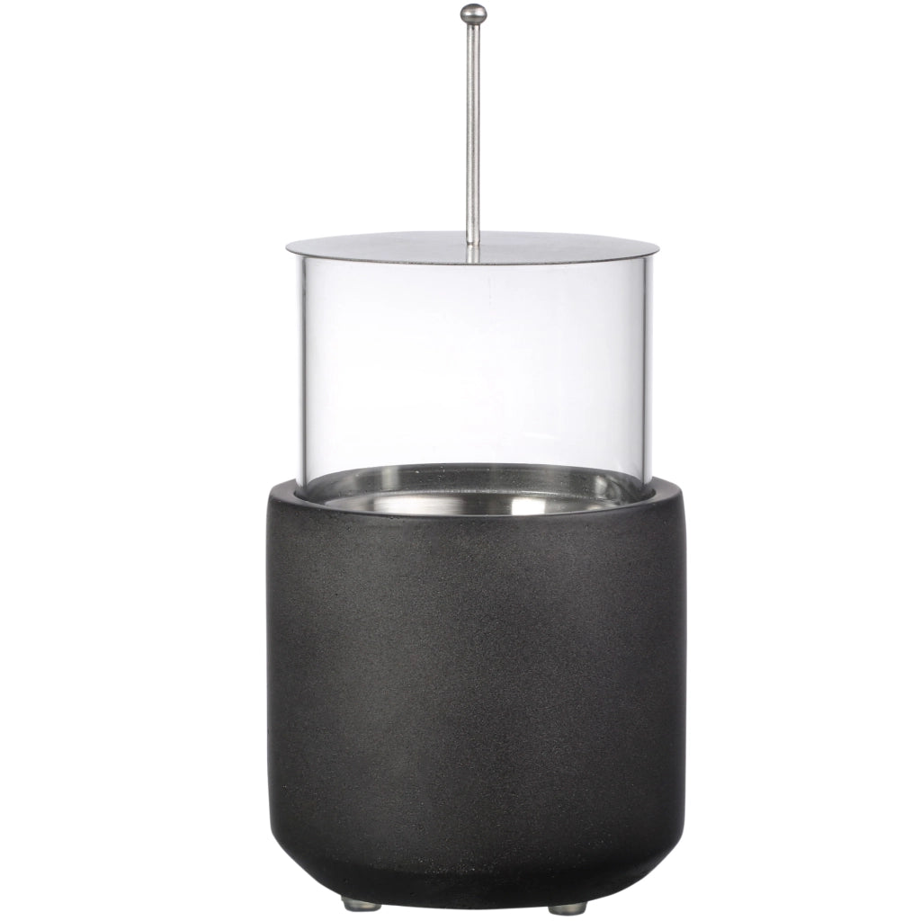 Camino a Bioetanolo da Tavolo con Serbatoio da 0.4L, 12x12x19cm, Grigio Scuro