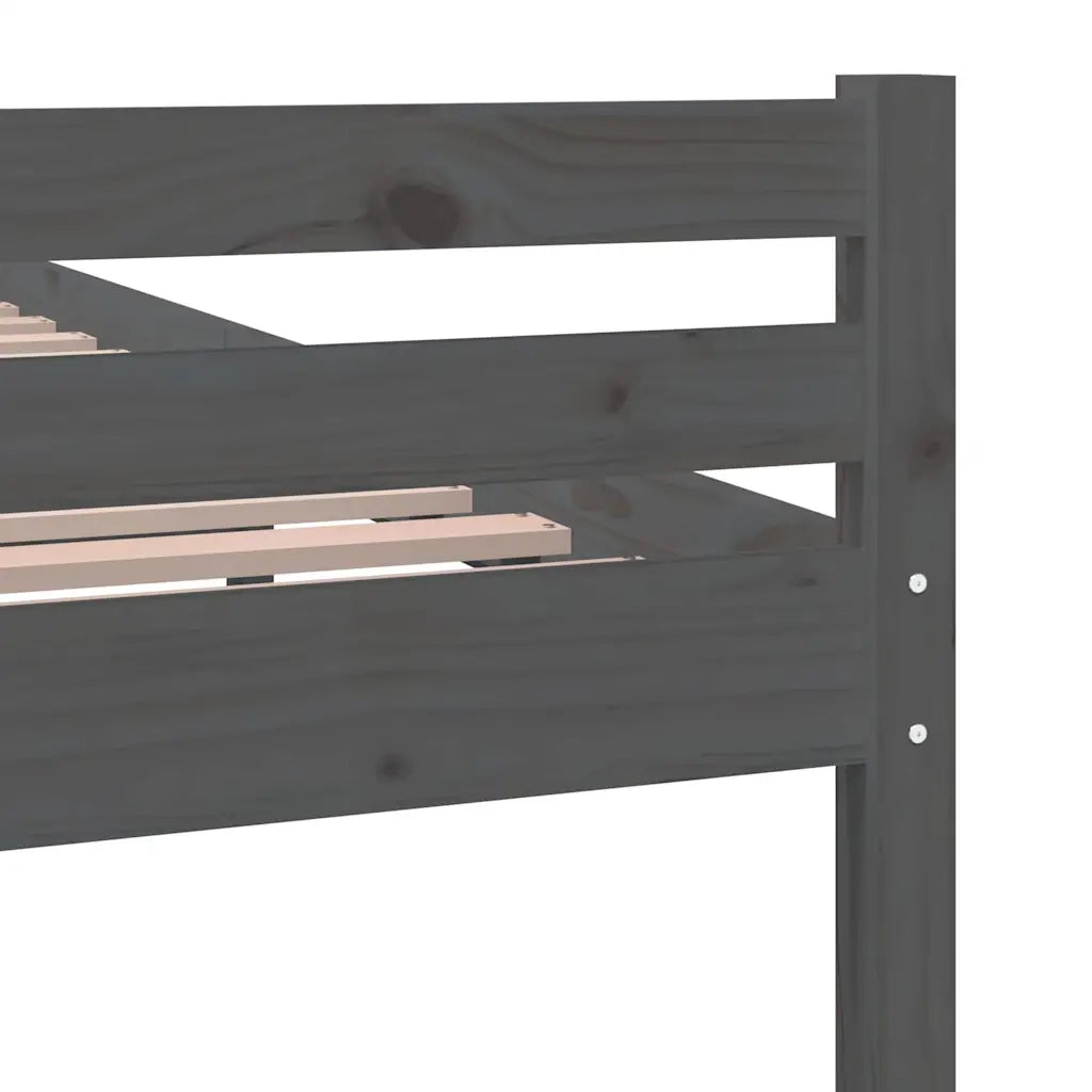 Giroletto-Struttura Letto Grigio in Legno Massello 140x190 cm 199865