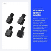 Adattatore per specchietti di motocicletta - Regolazione di altezza - Acciaio galvanizzato - Nero - Altezza regolabile per specchietti di motocicletta - Accessori universali per motocicletta