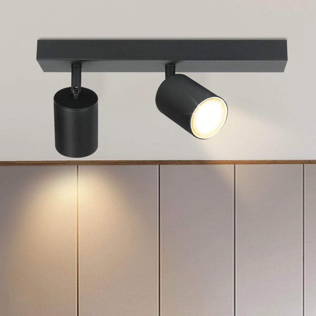 ZMH Faretto da soffitto neri 2 luci GU10 max 25W rotativi 350° industriali anche parete per corridoio salotto