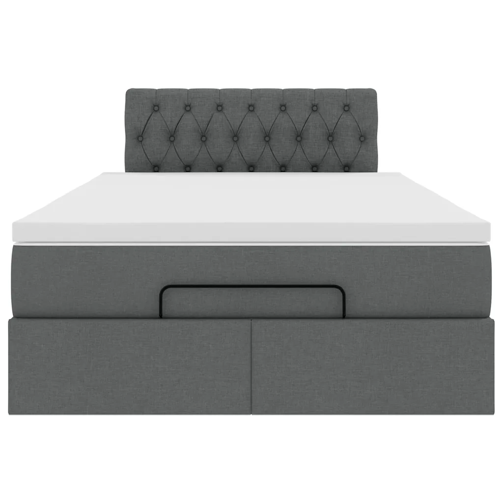 Pouf Letto con Materasso Grigio Scuro 120x200 cm in Tessuto