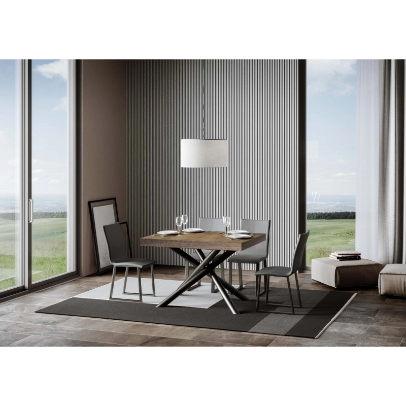 Tavolo allungabile 90x140/244 cm Famas telaio Antracite - Noce