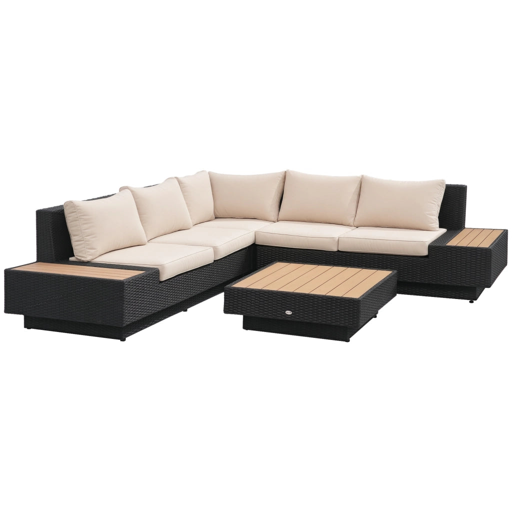 Set giardino polyrattan con tavolino e cuscini ¨C zephmum ¨C nero 4 pezzi