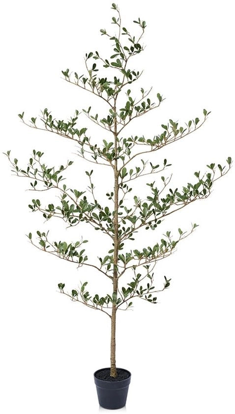 Pianta Finta di Olivo Nero 150 cm - Finta Pianta con 323 Foglie, UV-Resistente, con Vaso - Decorazione per Sala da Pranzo, Ufficio, Balcone, VN140