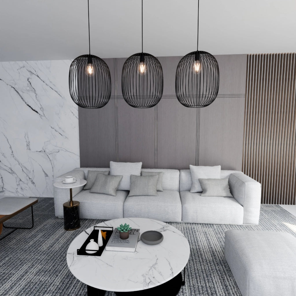 Lampadario a sospensione ONYX 3xE27 nero Emibig 120cm
