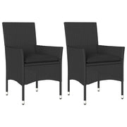 Sedie da Giardino con Cuscini 2 pz | Sedie da Esterno Nere in Polyrattan