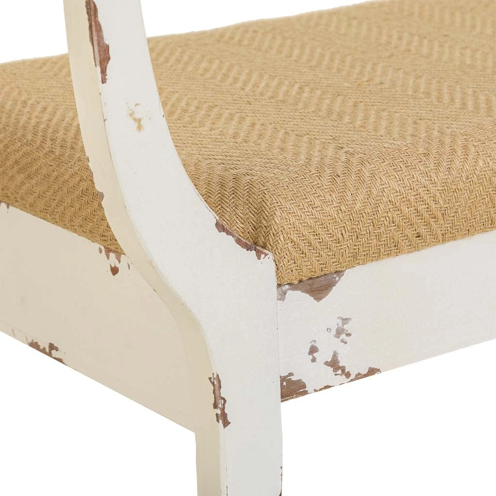 Sgabello imbottita in legno bianco 139x45,5x78h