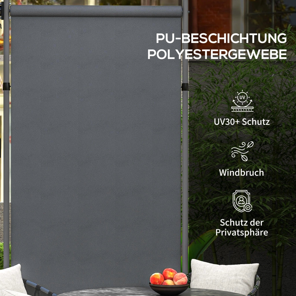 Tende verticali a rulli per balcone 150 x 220-310cm con manovella tessuto poliestere impermeabile e paravento grigio scuro garantisce privacy per balcone e giardino