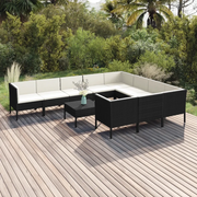 Set Divani da Giardino 11 pz con Cuscini in Polyrattan Nero cod mxl 38428