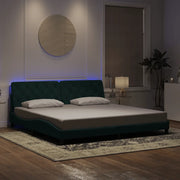 Giroletto con LED senza Materasso-Struttura Letto Verde Scuro 200x200 cm in Velluto
