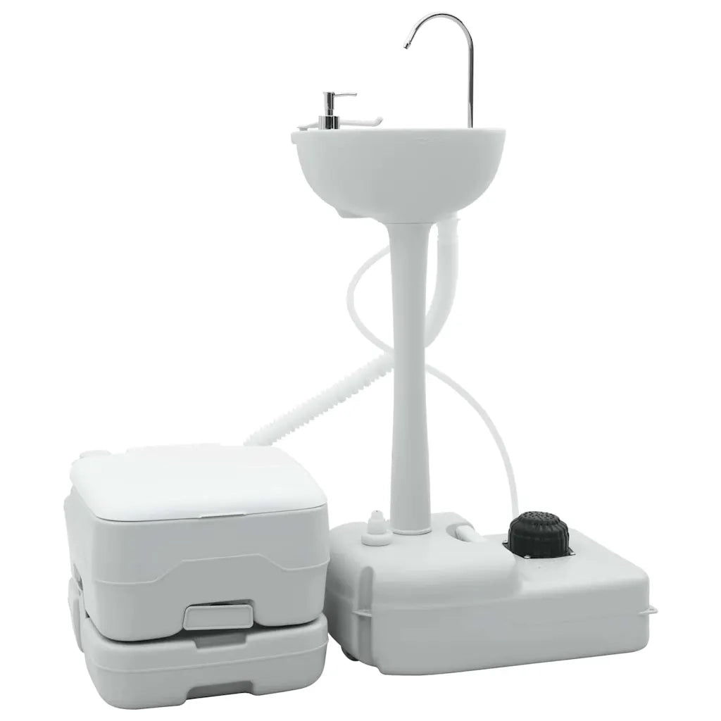 Set di toilette per il campeggio 2 pcs Grigio e Bianco 42001433