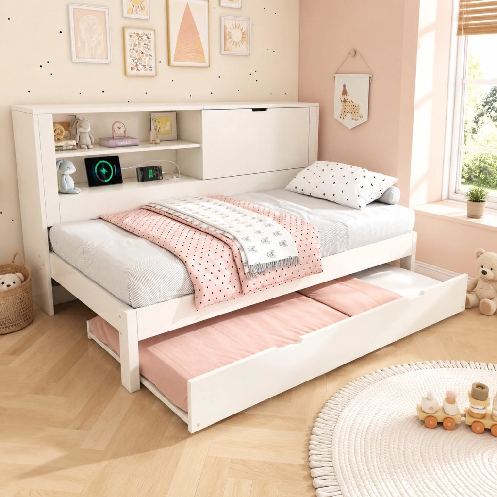 LETTO SOFA CON LETTO ESTRAIBILE 90x200 cm BIANCO