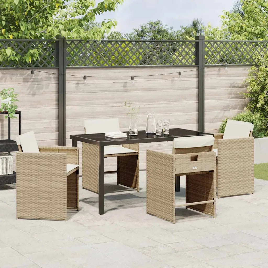 Set da Pranzo per Giardino 5 pcs Beige polyrattan 3380702