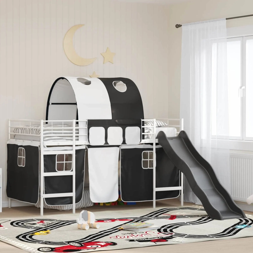 Struttura del letto loft per bambini Bianco e Nero 90 x 200 cm