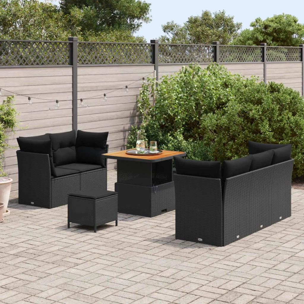 Set Divano da Giardino 8 pcs Nero polyrattan 3361424
