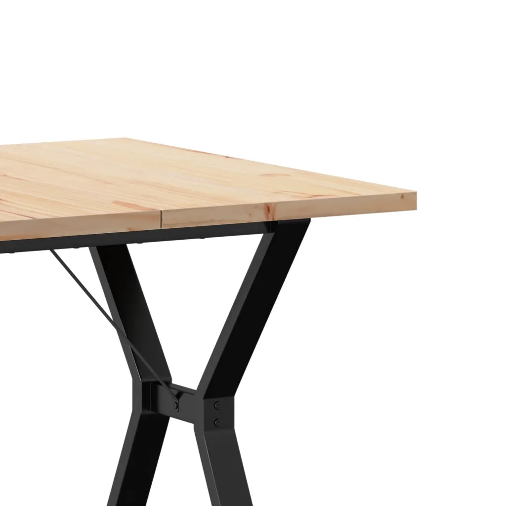 Tavolo da Pranzo Telaio a Y 80x80x75,5 cm Legno Pino e Acciaio